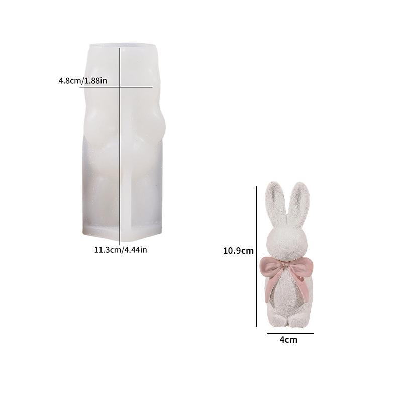 Long-Eared Rabbit Mold Flexible Resin Silicone Mold Bow Rabbit Candle Mold  For Diy Crafts Molds For Aromatherapy Candle