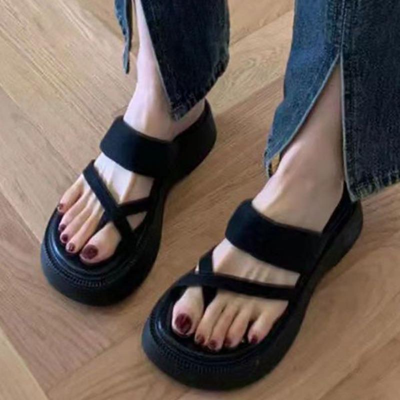 

Шлепанцы на толстой подошве с увеличением роста для летней женской одежды, новый модный темперамент, женские сандалии на танкетке 54