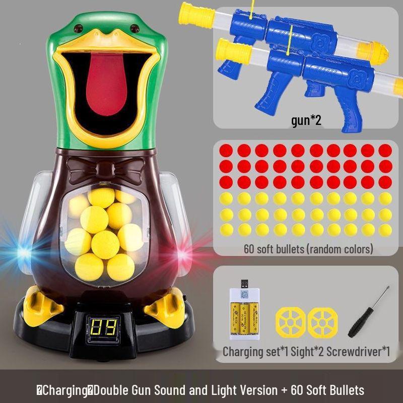 Hit Me Ducky! Parent-Child Interactive Toy with Air-Powered Soft Bullet, 3-Shot Firing for Kids 6+