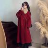Women's Petite High-End Red Wool Coat for Autumn/Winter - Thick and Popular for New Year