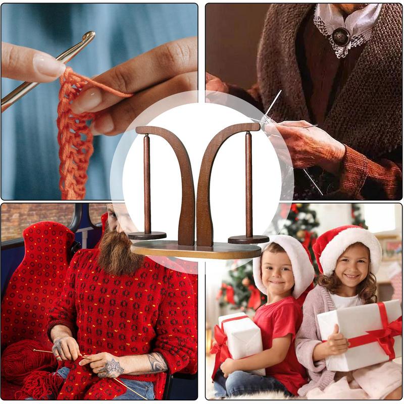 Wooden Yarn Holder Magnetic Rotating Yarn Ball Stand Knitting Tools Wool Ball Winder Rotation Spinner Crochet Yarn Holder