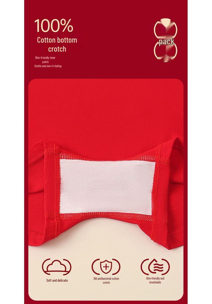 Festive Red Girls' Boxer Briefs: Antibacterial Pure Cotton, Colorfast, Full Cotton Crotch, Chinese New Year Theme