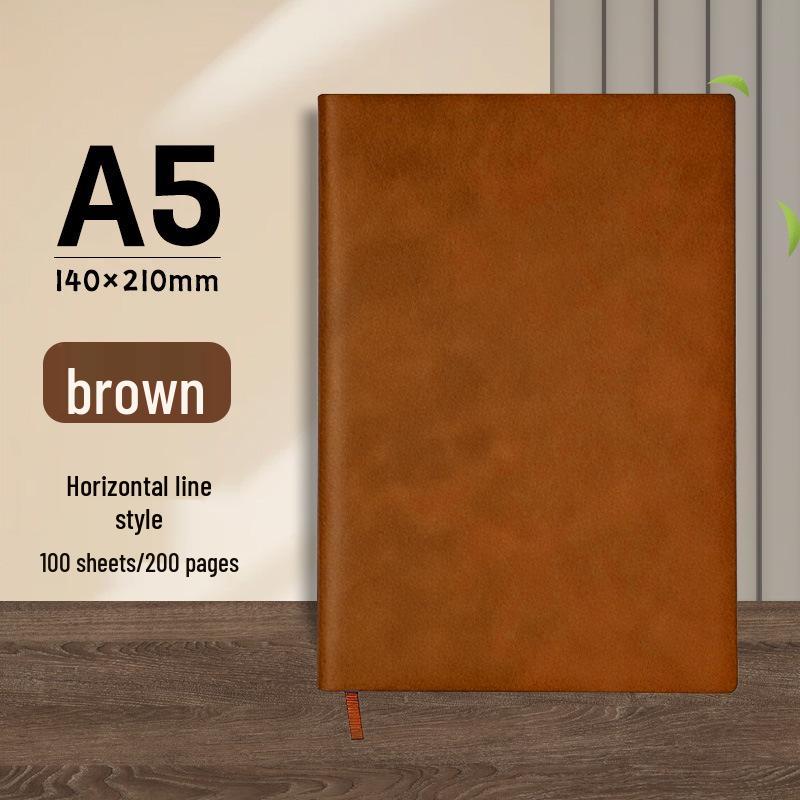 Solid Color A5 Leather Notebook: Retro Design for Business, Students, and Exams