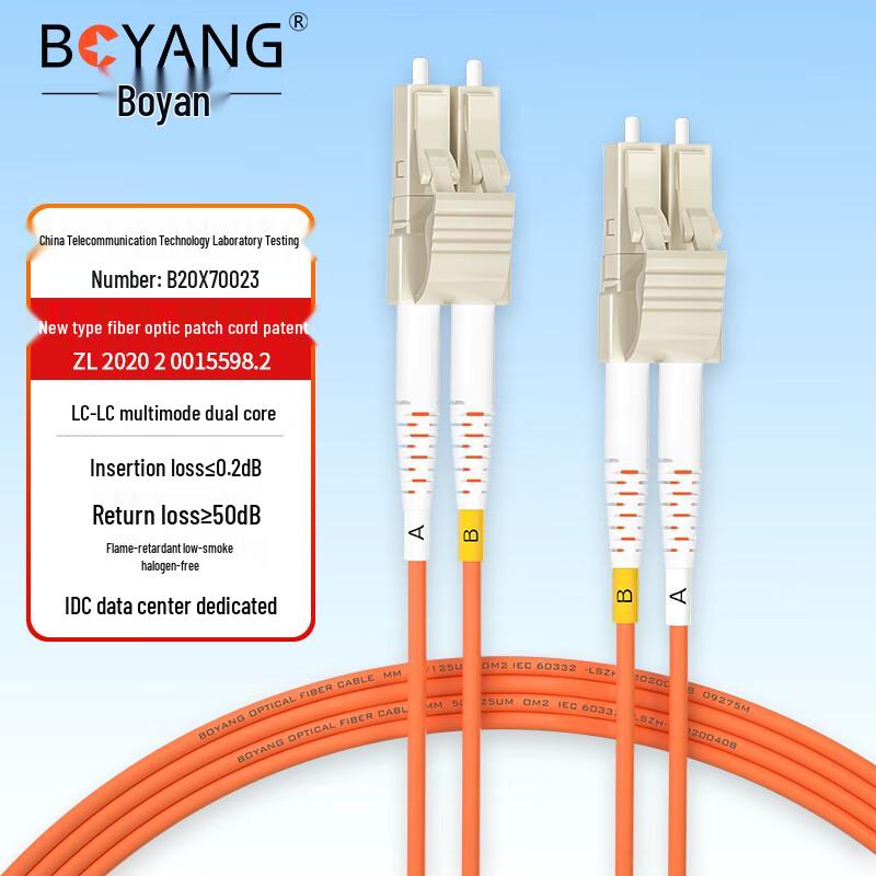 BOYANG LC-LC OM2 Multimode Duplex Fiber Optic Patch Cable