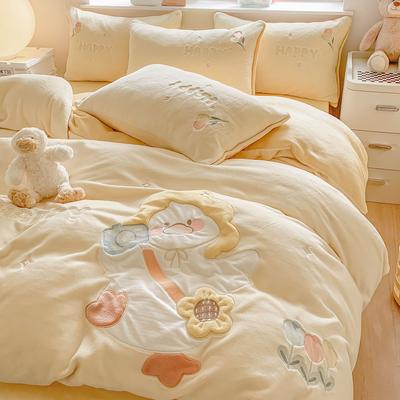 Melk Flanel 4-delige Winter Laken Dekbedovertrek Set Kinderen 3-delige Koraal Wasdoek Bed Hoeden Modellen