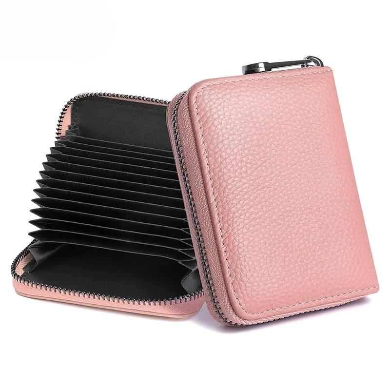 Portofel din Piele Naturală cu 14 Sloturi pentru Carduri de Credit cu Fermoar Potrivit pentru Femei sau Portofel Acordeon pentru Bărbați