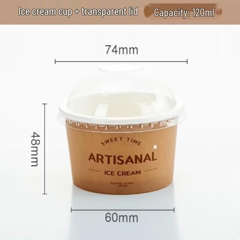 SIVIR Disposable Ice Cream Paper Cups with Lids