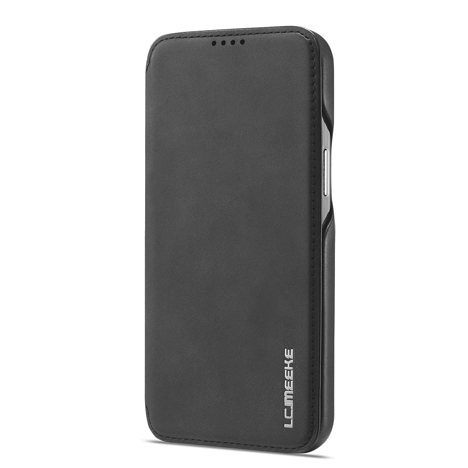 Кожаный кошелек-книжка с магнитной крышкой для iPhone 16 Pro Max 14 15 13 12 Mini 11 XS X XR Plus SE 2022 Чехол Тонкий с отделениями для карт Сумка-книга For iPhone 14Pro чёрный