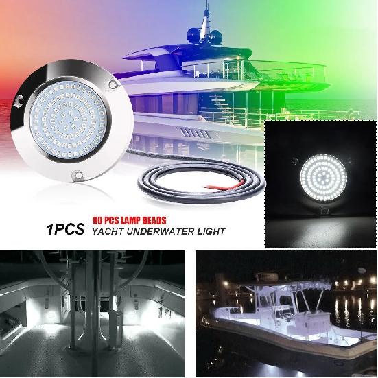 DC 12V 24V 45W Marine Boat LED Stern Light Round Stainless Steel LED Tail Lamp For Kayak Yacht Accessory Blue White Green Color
