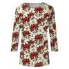 Women's Casual Christmas Printed Three-Quarter Sleeve Neck T-Shirt Tee Top