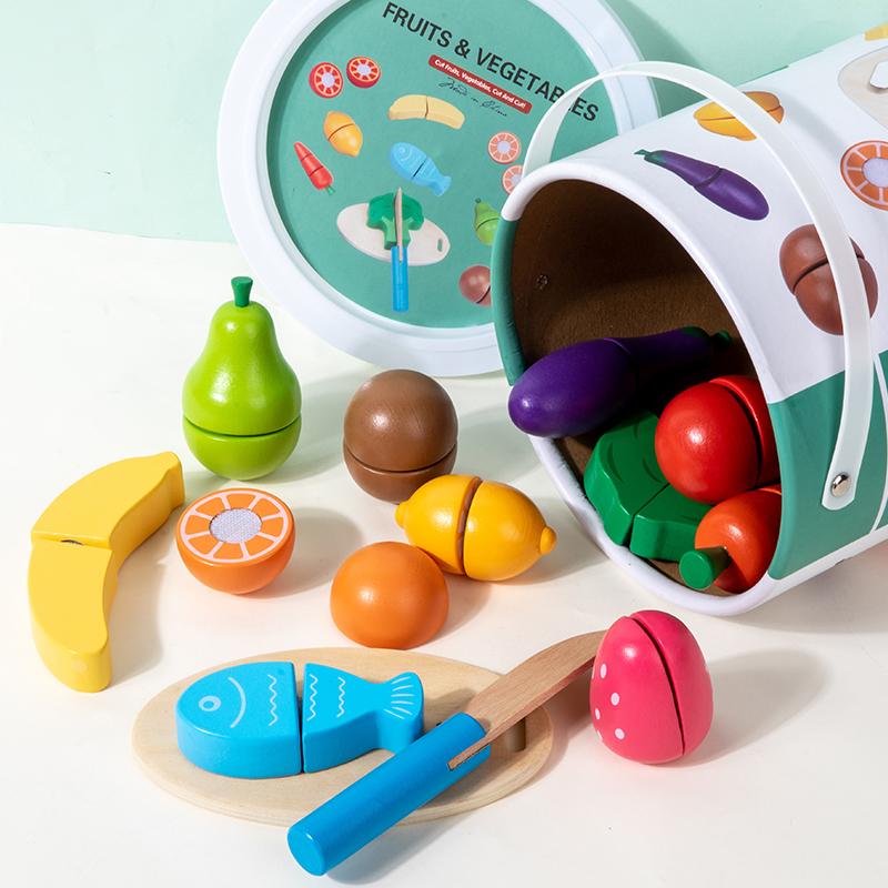 Simulação Cozinha Fingir Brinquedo De Madeira Jogo Clássico Montessori Brinquedo Educativo Para Crianças Presente Para Crianças Conjunto De Corte De Frutas E Vegetais