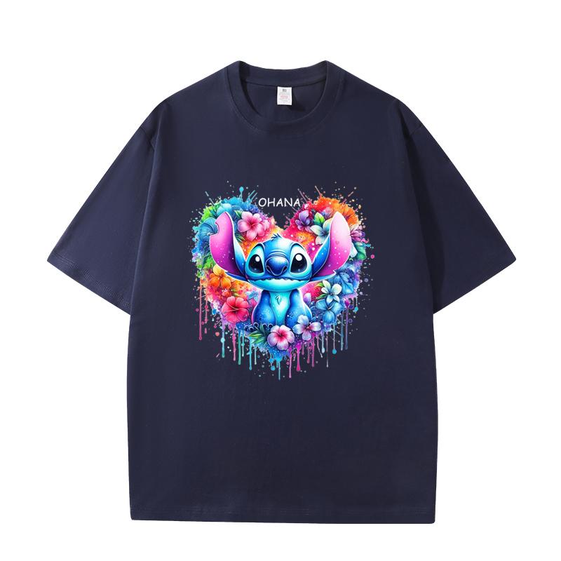 D06-03 MINISO 2026 Summer High-quality Printed Pure Cotton Shoulder Style Men's and Women's Round Neck Short Sleeved Couple T-shirt