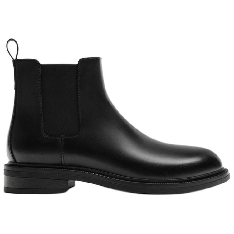 Zara Comfortable Minimalist Round-Toe Short Chelsea Boots Men Boots Black 12000420800