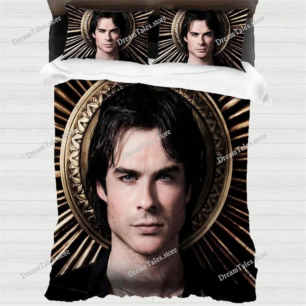 Funda Nórdica de Cama Damon Salvatore, Artículo para Fans de HorrorVampiro Juegos de Cama para Niños Suave Microfibra Funda de Edredón para Adultos Regalo de Lujo