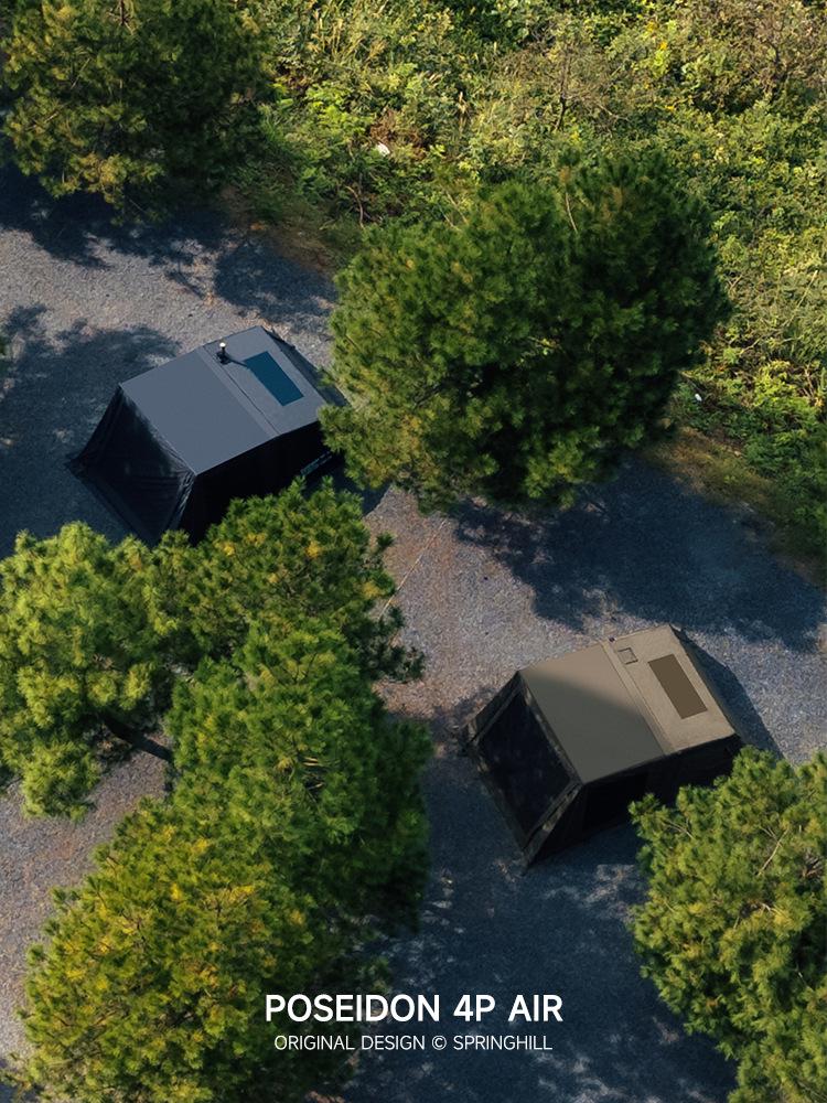 Spring Mountain 4P Inflatable Tent - One Bedroom, One Living Room, Rainproof, Skylight, Outdoor Camping Shelter.