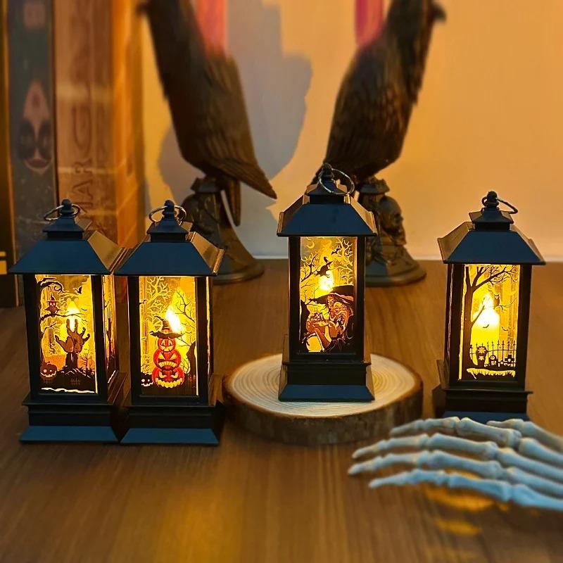 Halloween LED Electronic Pagoda Candle Light, Pumpkin Witch Skeleton Owl Decor for Home Party Desktop Mood Atmosphere, Cute Festival Gift Ornaments