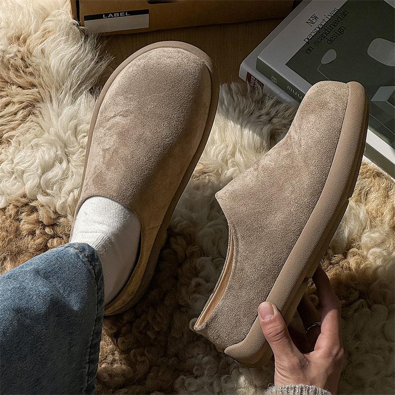 Thick-soled Heightening Boken Shoes Autumn and Winter 2024 Lazy Bag Head Half Slippers Outer Wear Warm One Pedal 35225-J