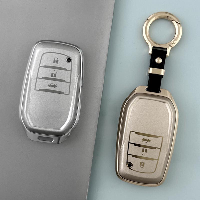3-Button Key Case & Aluminum Alloy Buckle for Toyota Alphard/Vellfire/Crown