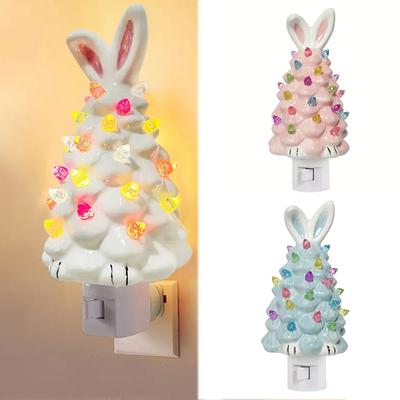 [Multicolored Bunny Tree Night] Charming Bunny Tree Night Light - Multicolored, Plug-In Tabletop Decor for Easter & Christmas