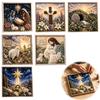 Kit Stoffa Cristiana per Artigianato Poke Art per Principianti Materiali 3D Pre-tagliati Fai da Te Decorazioni Natalizie Tema Fede Religiosa Presepe Artigianato