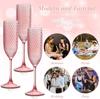 Unbreakable Plastic Champagne Flutes 5.5 OZ Pink Wedding Toasting Glasses for Party