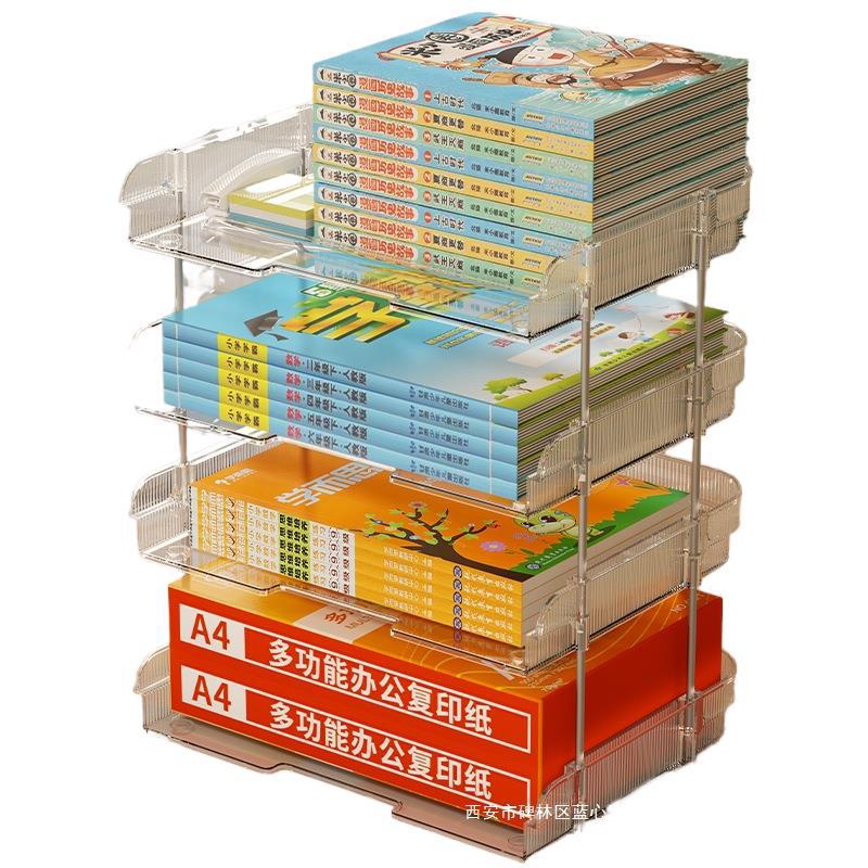 Transparent Multi-Layer Desk Organizer for Students and Office Documents