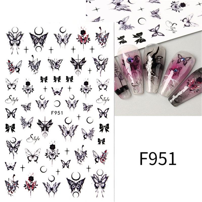 New Nail Art Stickers European and American Ghost Festival Dark Butterfly Bloodthirsty Rose Skull Zombie Nail Decal