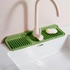 Kitchen Sink Faucet Mat Foldable Silicone Sink Splash Guard 6 Degrees Slope Bathroom Kitchen Countertop Water Draining Mat with Button