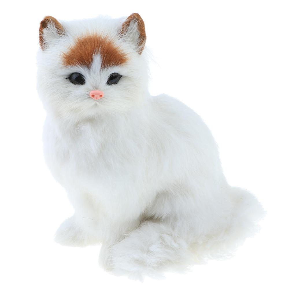 Realistic Animal Statue Faux Fur Cat Plush Model Cute Simulation Animal Toy for Home Decoration and Teaching Tool