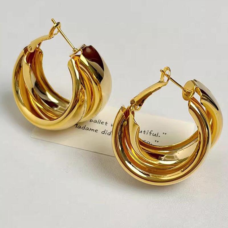 Luxury Korean Double-Layer Earrings: Autumn/Winter Cool Style Studs & Hoops