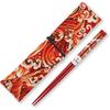 Chopsticks Reble with Case, Bamboo Chopstick Gift Set Red Ocean Wave Pattern Portable Chop Sticks Chinese Japan Style for Travel, Outside