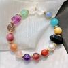 Natural Pearl Amethyst Moonstone Powder Crystal Tianhe Stone Black Gold Super Tiger'S Eye Stone Nanhong Duobao Bracelet Bracelet