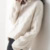 Women Casual Chic Loose Cashmere Sweater Autumn Winter Oversize Thick Long Sleeve Turtleneck Warm Knit Pullovers