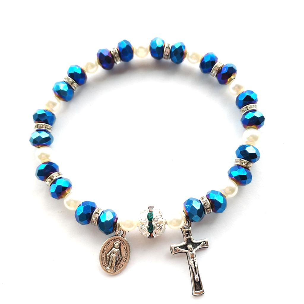 Kruzifix Rosenkranzperlen Armband Vintage Jesus Christus Kruzifix Kruzifix Armband für Männer Frauen Weihnachten Hochzeit Katholisch Je