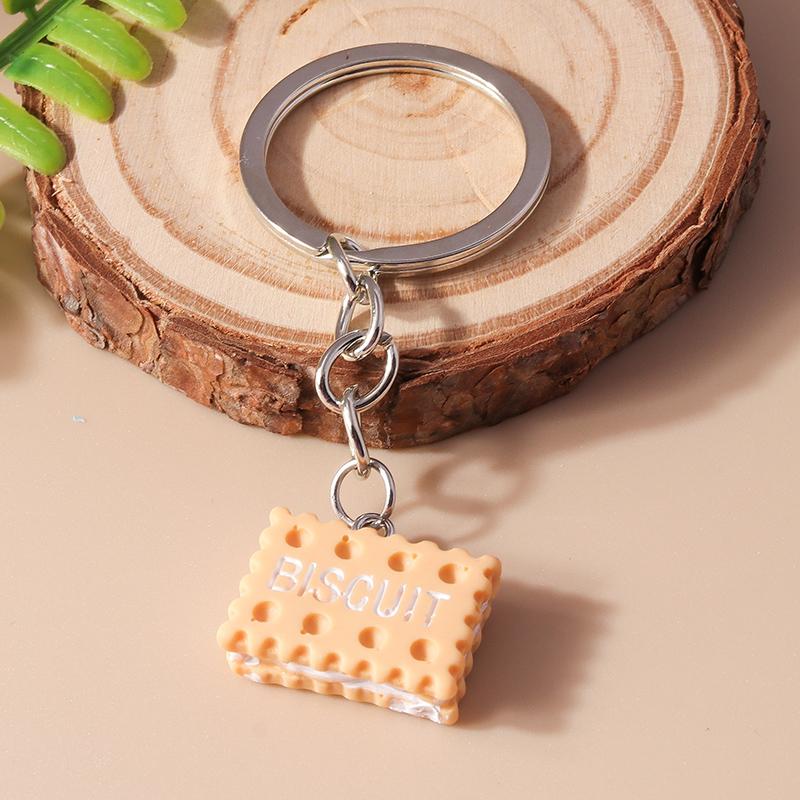 Cute Cartoon 3D Simulated Food Keychains Donut Cookies Chocolate Biscuit Key Ring for Men Women Handbag Pendant DIY Jewelry Gift