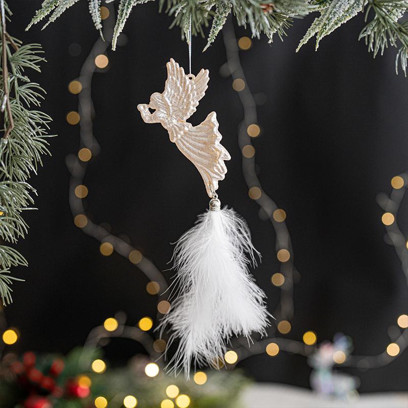 1PC Acrylic Christmas Christmas Elements Christmas Tree Pendant Decoration Atmosphere Gift Feather Decoration Holiday