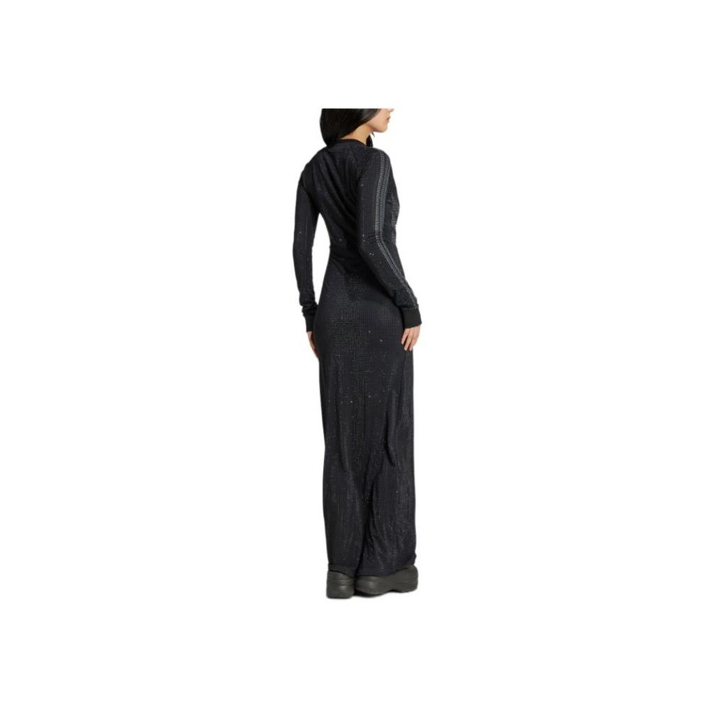 adidas Originals Atlanta Abito Stampato con Strass Sportivo Comodo Moda Slim Fit Manica Lunga Donna Abiti Nero IW3108