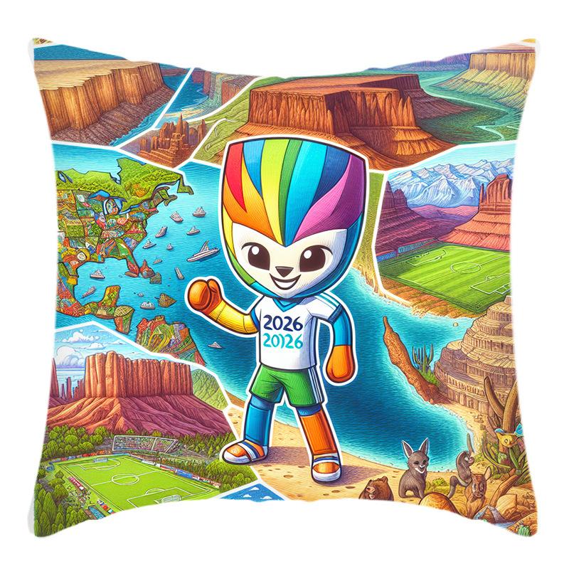 

A Four-piece Set of Light Luxury Pillow Covers for The Living Room Sofa with World Cup Patterns