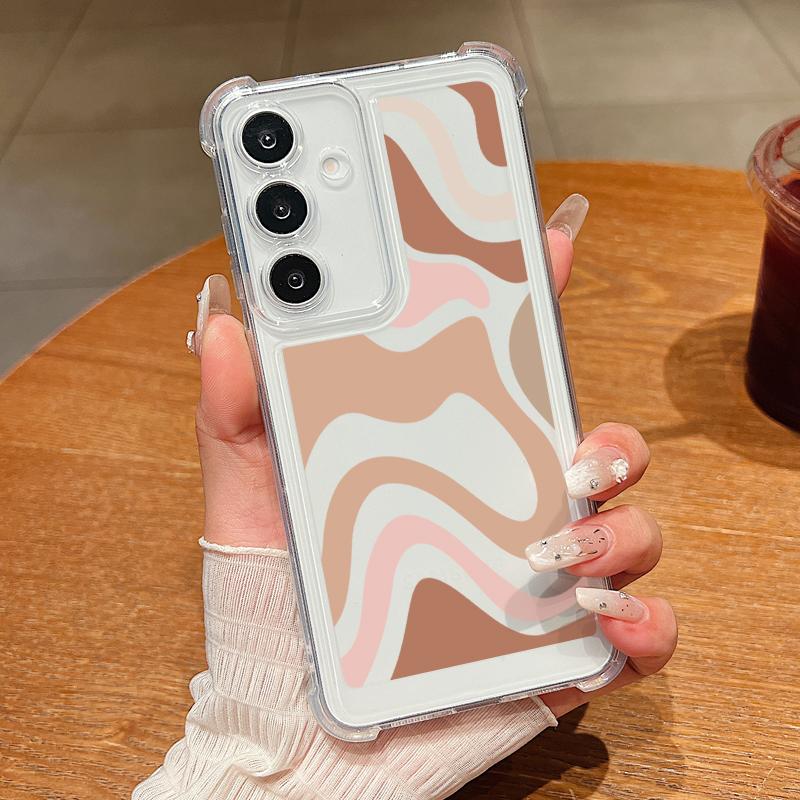 

Прозрачный противоударный чехол с цветной полосой для Samsung S25 Ultra S24 FE S23 S22 A56 A36 A16 A55 A35 Тонкий прозрачный мягкий силиконовый чехол для телефона с защитой от падений Samsung S25 Edge дубильная кора