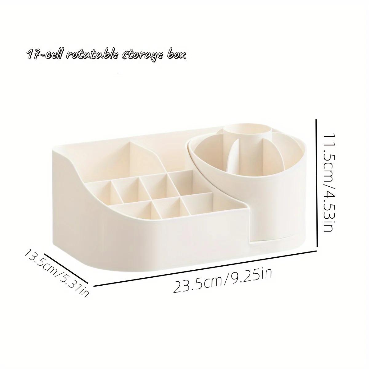 

1pc Multi-Functional 2-in-1 Desk Organizer with 360-Degree Rotating Pen Holder, Large Capacity Plastic Storage Caddy for Office білий