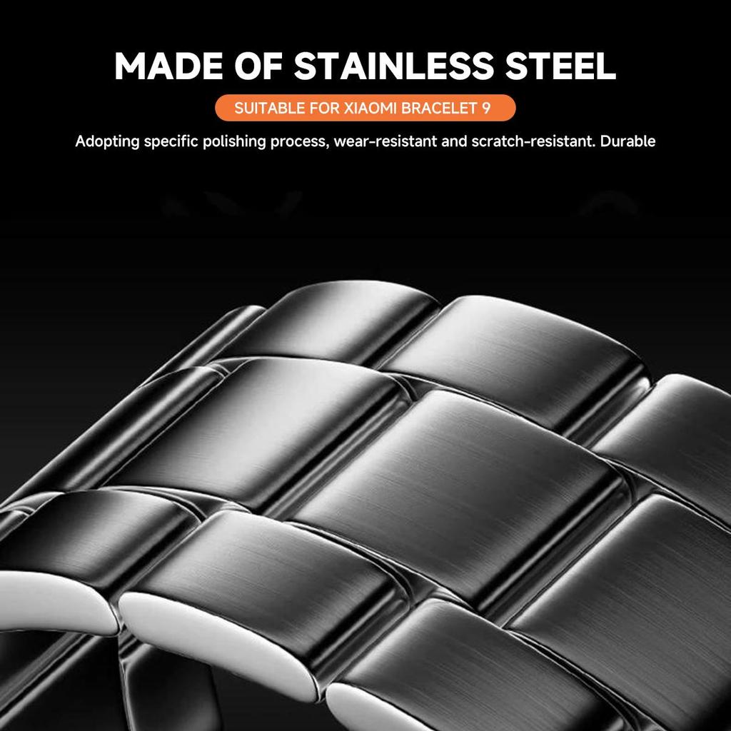 Metal Band For Xiaomi Mi Band 9 10 Watchband Stainless Steel Slim Business Strap For Xiaomi Band 8 Sport Bracelet Accessories