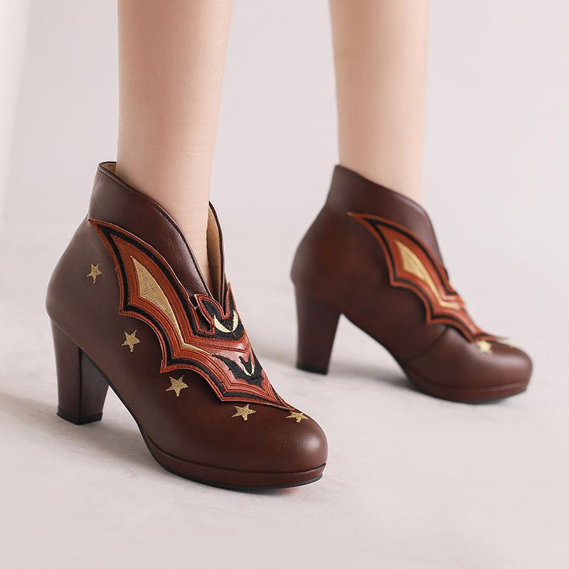Women's High-heeled Single Shoes Spring and Autumn Waterproof Table Thick-heeled Color Matching Large-size Single Shoes