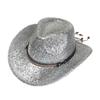 Glitzerndes Cowboyhut Unisex Westernstil Breiter Rand Fedora Hut für Party Festival Cosplay
