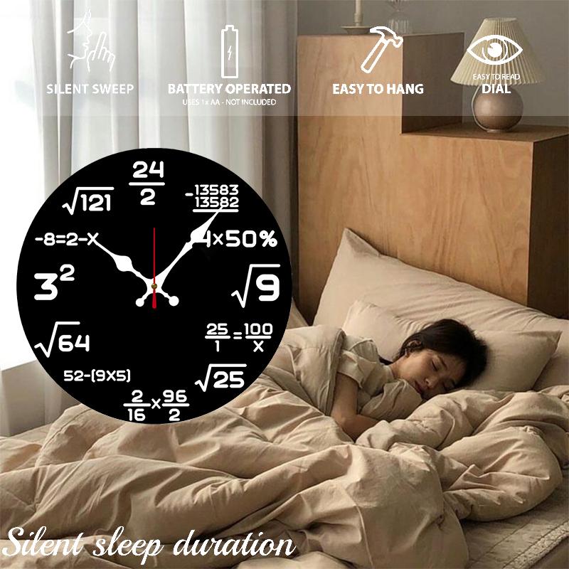 Mathematical Formulas Wooden Round Silent Hanging Wall Clock, Suitable For Living Room,Office,Study Room,Bedroom,Home Decoration