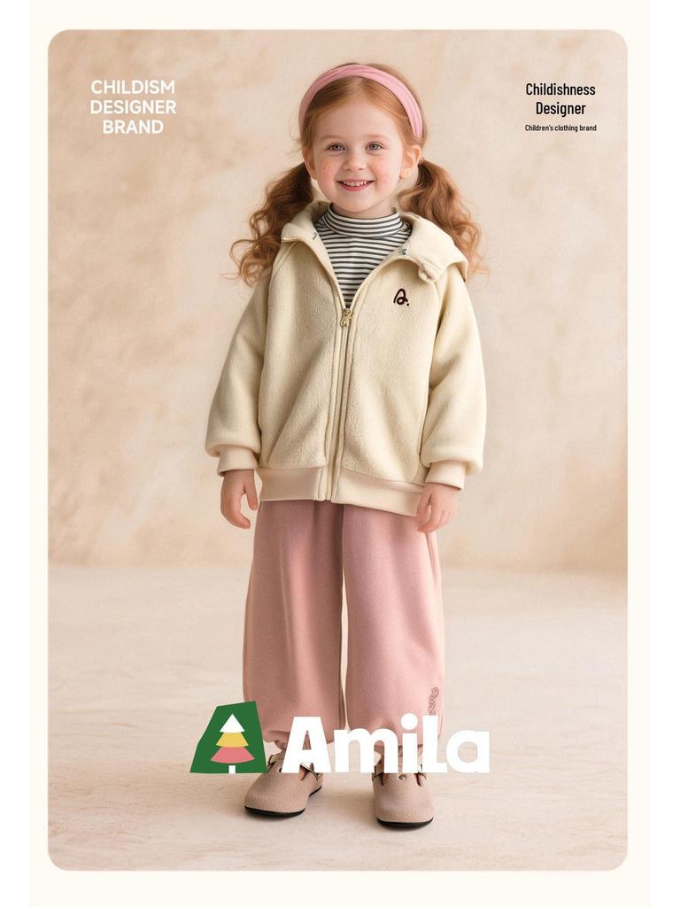 2025 Vinter Barn Fleecefodrade Uppvikta Vardagsbyxor