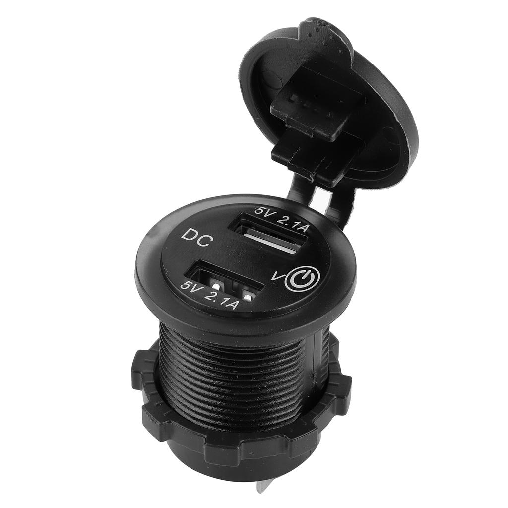 Dual USB Car Charger Lighter Socket Car Modification with Voltmeter 1224V 2.1A+2.1A(Blue Indicator )