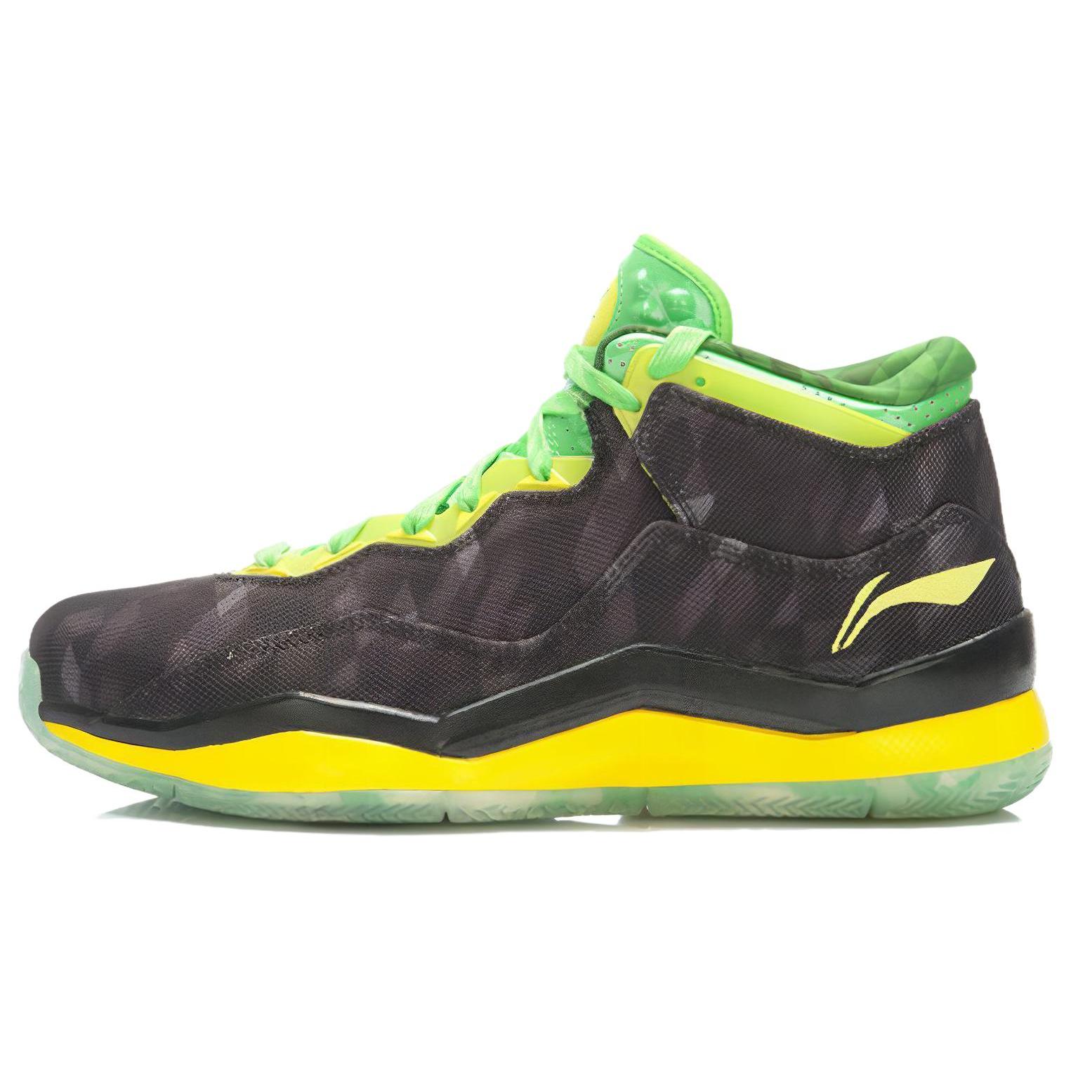 

Li Ning WOW 3 Cushioning, Wear Resistant Mid top Basketball Shoes Men s Black Green Yellow ABAJ013-20 46