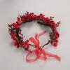 Wine Red Rose Flower Hairband Large Ribbon Wreath Headband Bridal Hair Accessory  Bridesmaid
