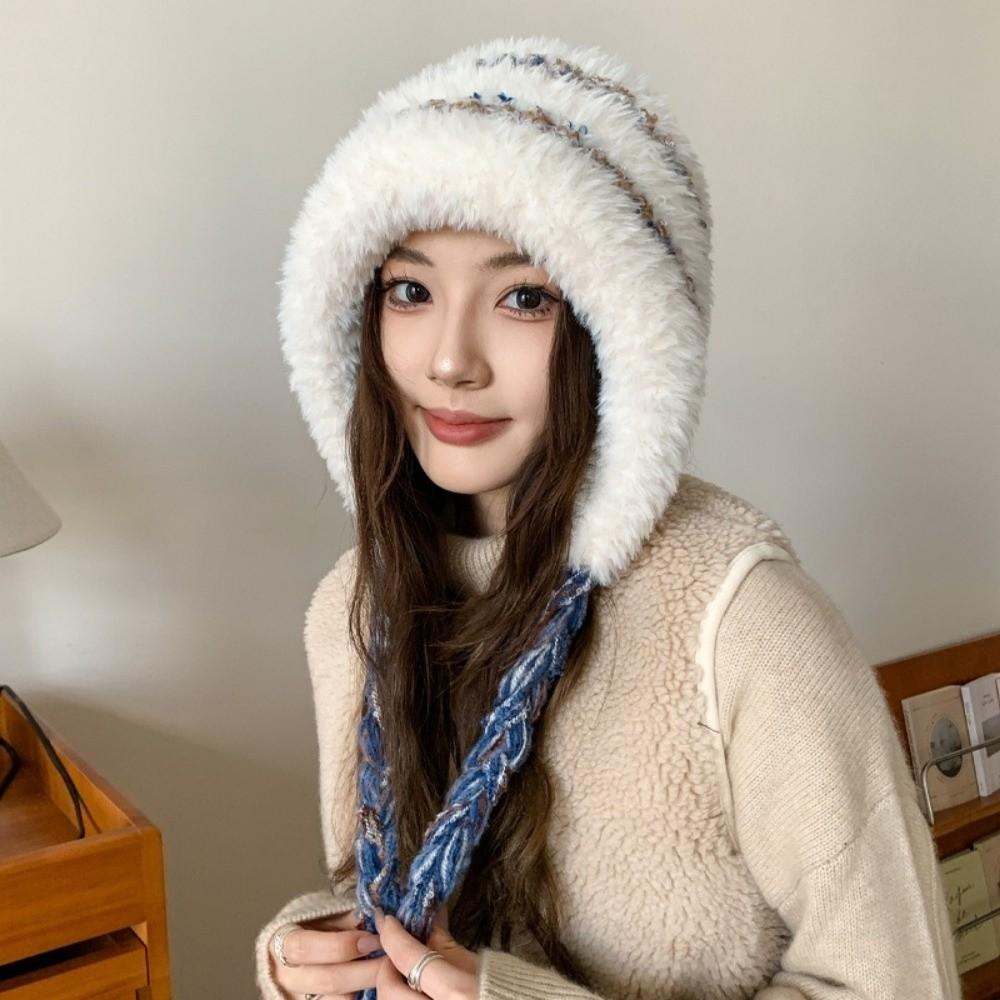 Thickened Fluffy Fleece Hat Plush Ear Protection Cap Fashion Knitted Warm Hat  Sports Cap