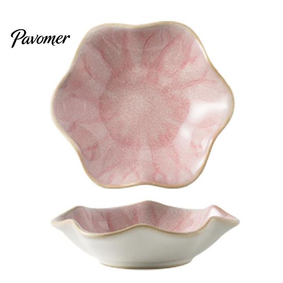 Photogenic Serving Dish Ceramic Small Dipping Plate, with Lotus Leaf Texture, Tea Room Easy Cleaning Soy Bowl, for Restaurants Parties Holidays